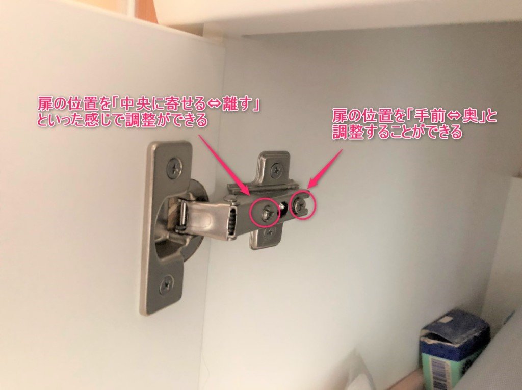 TOTOの洗面台の扉の調整｜ネジ2つタイプ